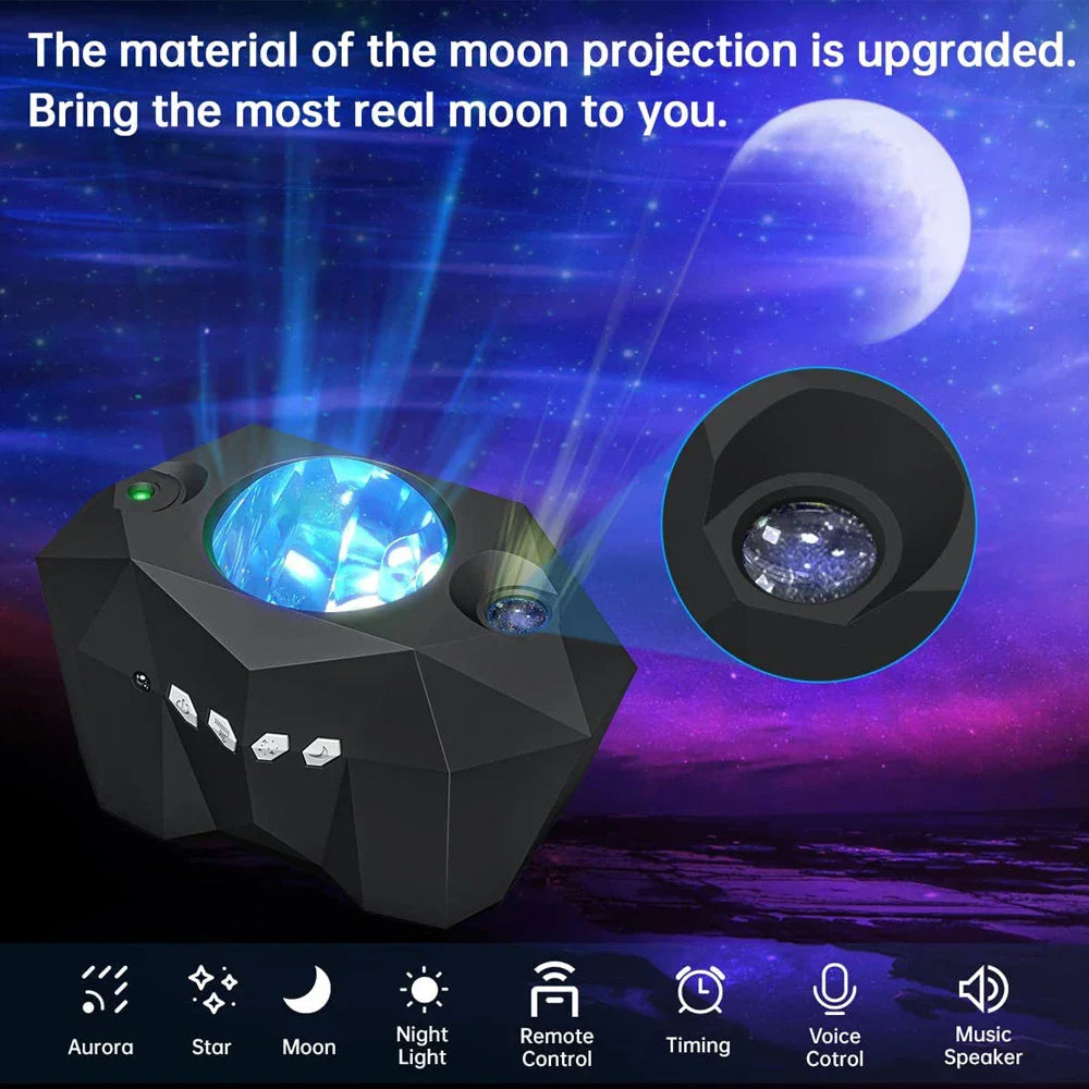 Aurora Galaxy Star Projector Night Light With Moon & Music