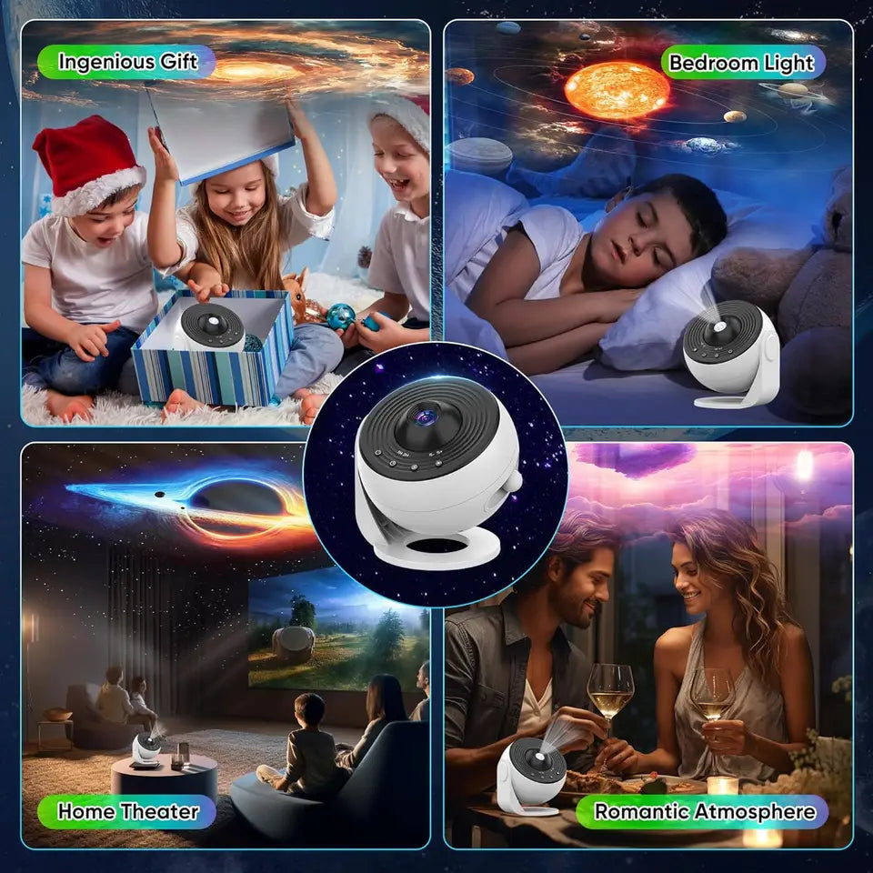 Galaxy Star Projector Night Light – 360° Rotating HD Nebula