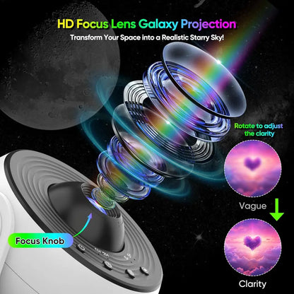 Galaxy Star Projector Night Light – 360° Rotating HD Nebula