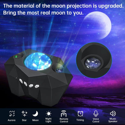 Aurora Galaxy Star Projector Night Light With Moon & Music